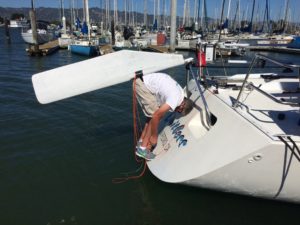 Chad working some more on the emergency rudder