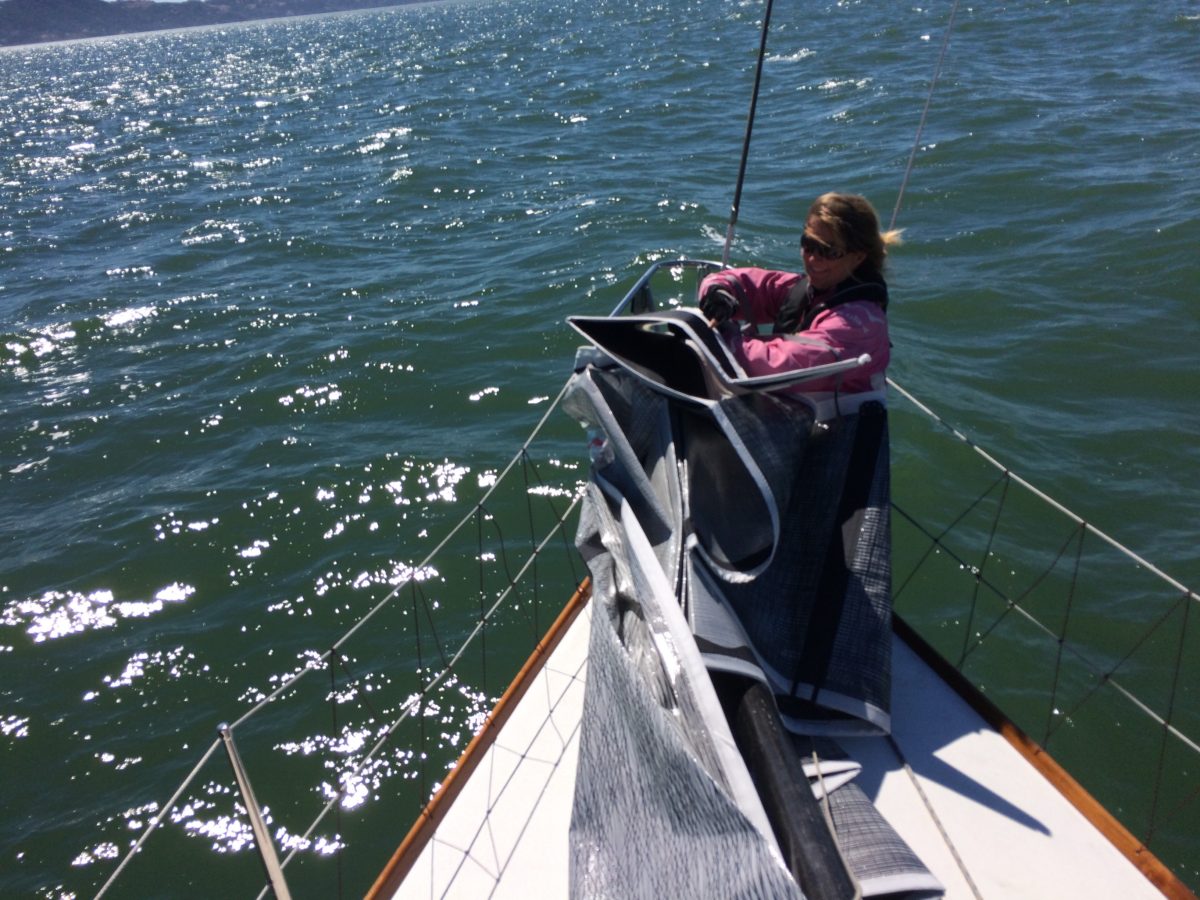 Lori on the bow